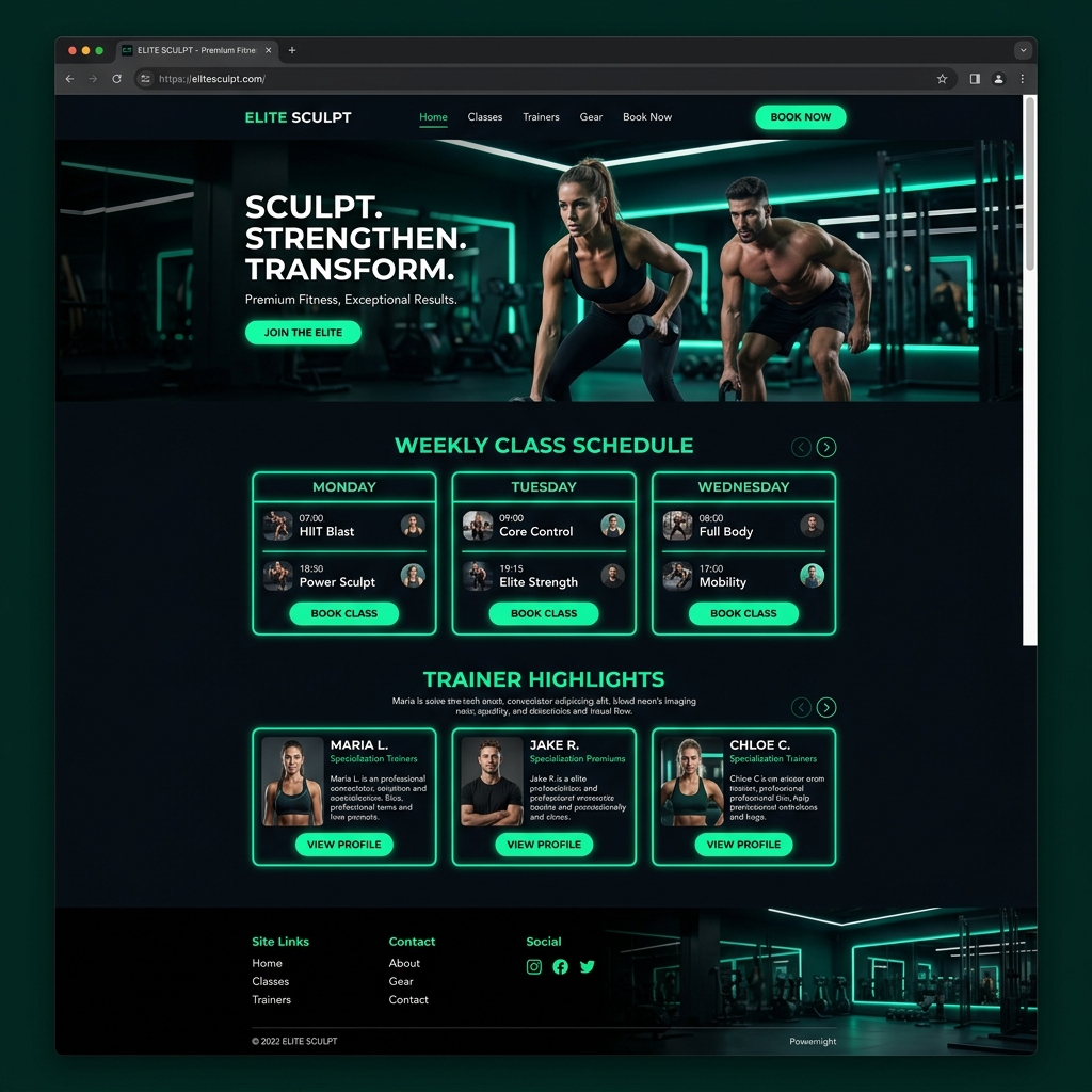 Body Sculpting Fitness Website Mockup